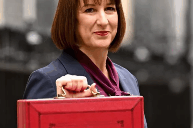 Rachel Reeves holding the red budget box